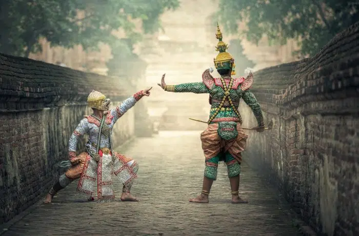 Hanuman at Ramakien's Performance in an Old Temple